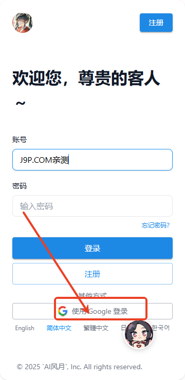 Google登录选项