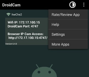DroidCam软件界面示意图