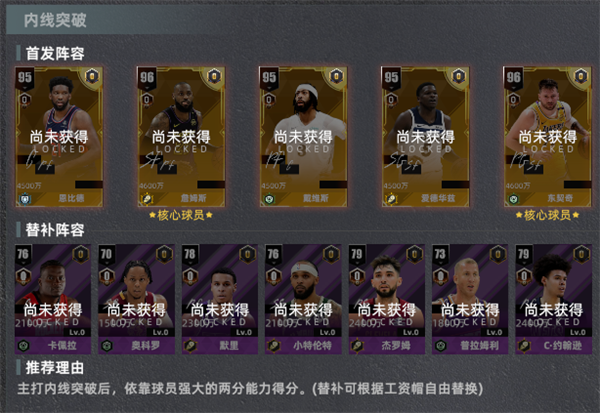 美职篮绝对巨星手游阵容推荐